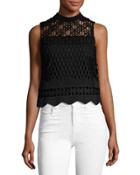 Sleeveless Crochet Top, Black