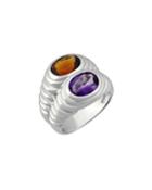 Estate 18k Stacked Citrine & Amethyst Ring,