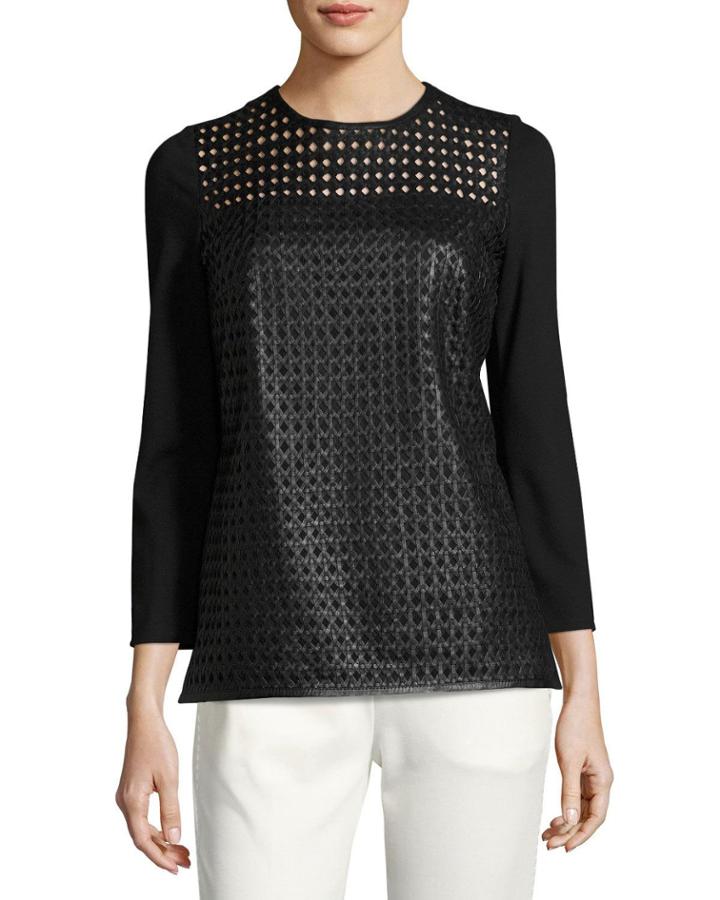 Lattice Leather-front Top