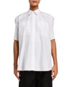 Puff-sleeve Poplin Button-front