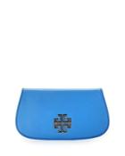 Britten Leather Flap Clutch Bag, Blue Dusk