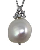 Galatea 18k Diamond & Baroque Pearl Pendant Necklace