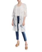 Sheer Floral Embroidered Duster Kimono