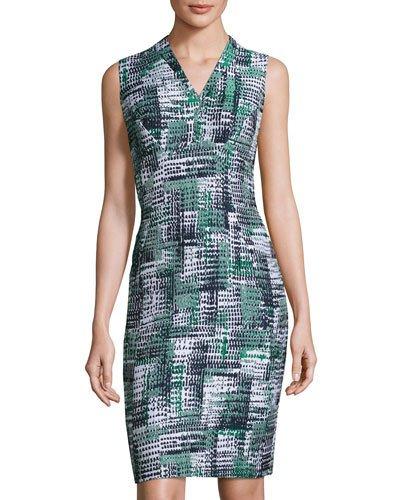 Kendall Printed Sheath Dress, Green Pattern
