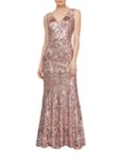 Glitter Sequin Plunge-neck Sleeveless Gown
