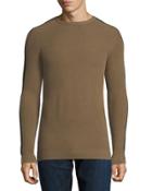 Stripe-sleeve Crewneck