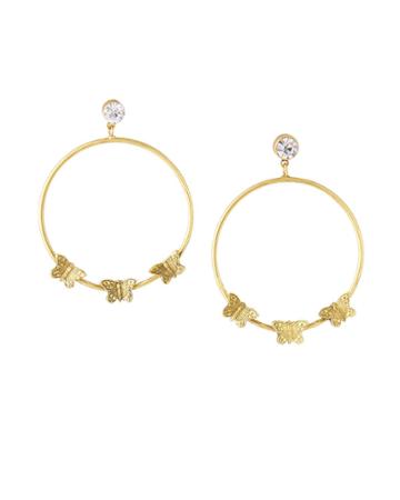 Crystal & Butterfly Hoop Earrings