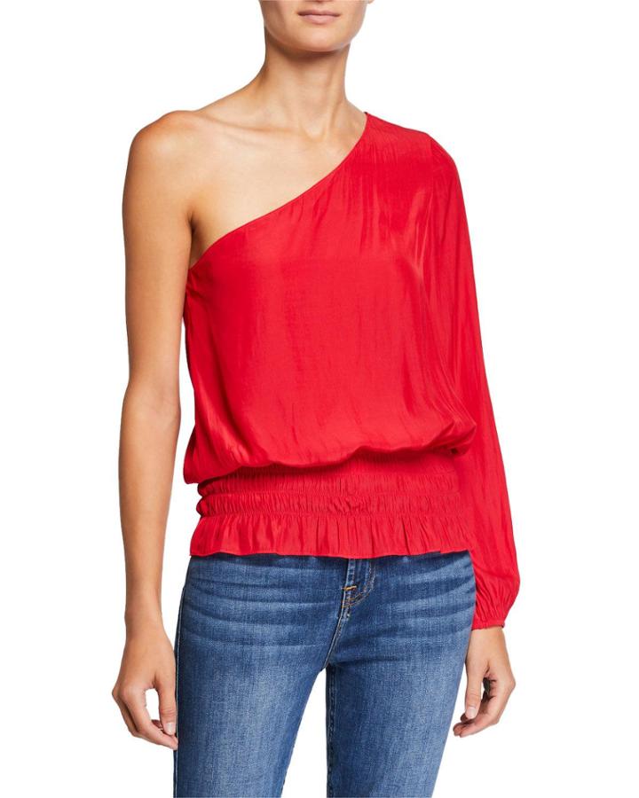 Janey One-shoulder Long-sleeve Top