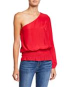 Janey One-shoulder Long-sleeve Top