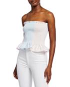 Popcorn Colorblock Smocked Tube Top W/ Ruffle Detail