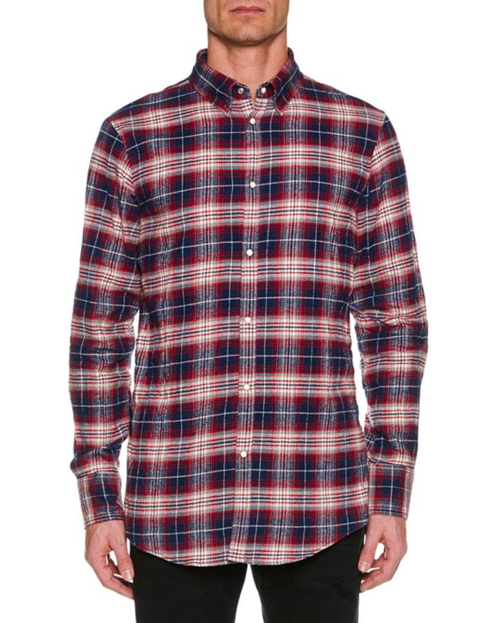 Men's Check Cotton Button-down