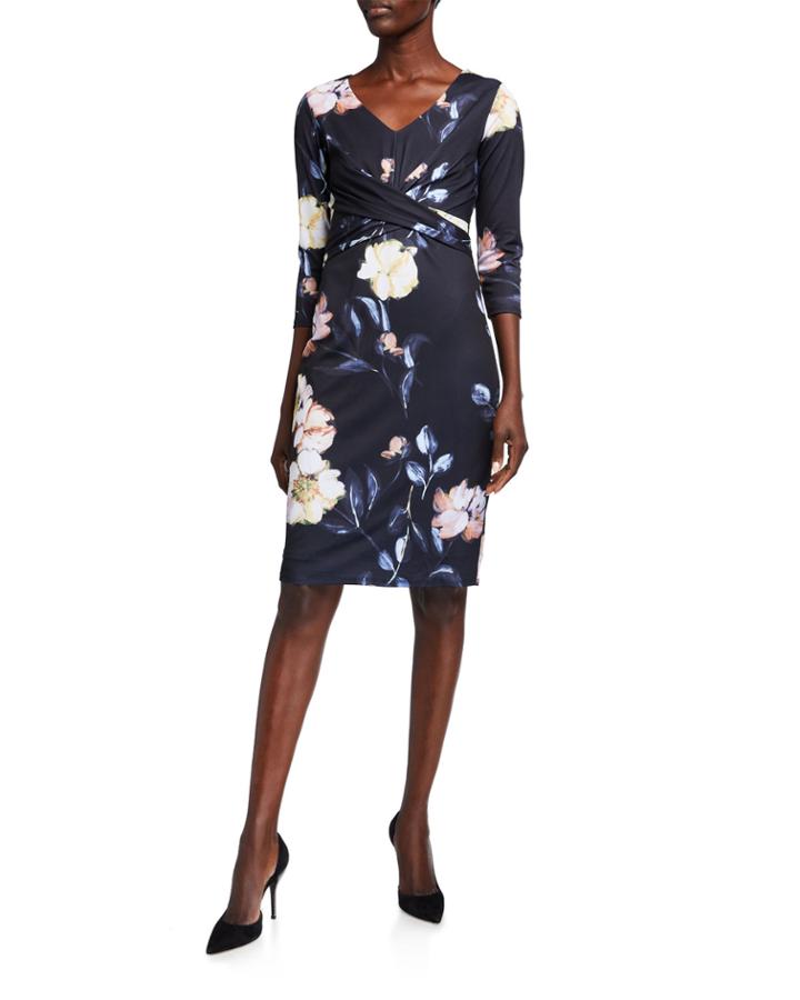 Floral Print Draped 3/4