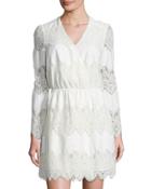White Shores Lace-inset Faux-wrap Dress, Ivory
