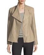 Asymmetric Lambskin & Ponte Jacket