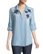 Mckenna Embroidered Button-front Blouse