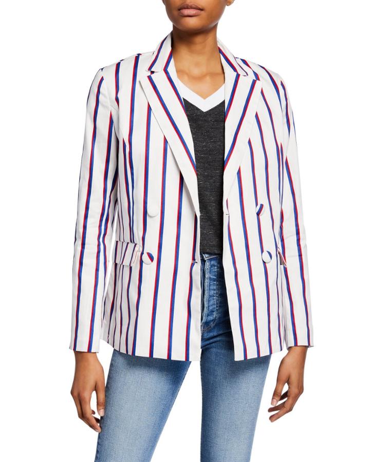 Striped Double-breasted Blazer