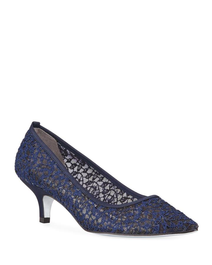 Lois Nique Lace Kitten-heel Pumps