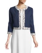 Lace-trim Open-front Bomber Jacket