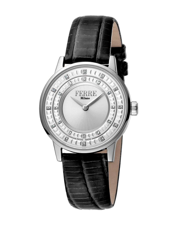 32mm Donna Cremona Crystal Watch W/ Leather, Black/steel