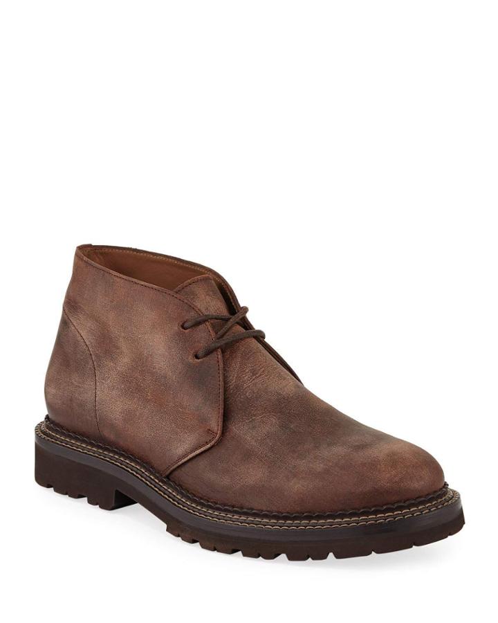 Men's Distressed Leather Chukka Boots