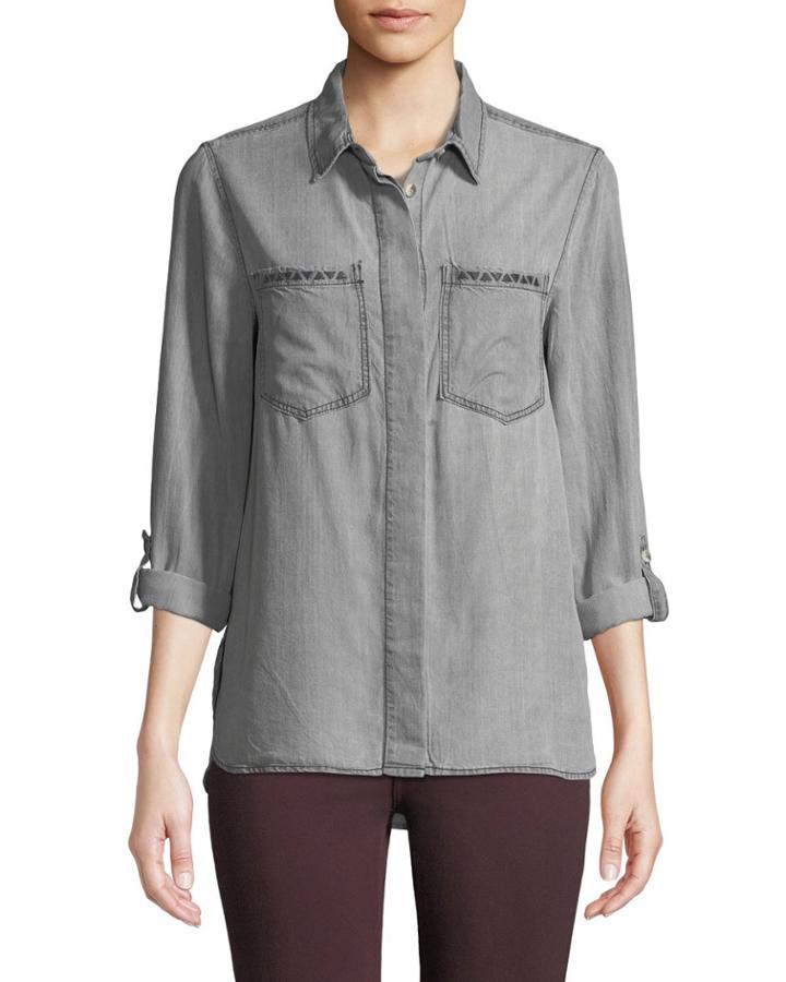 Lola Embroidered Pocket Button-down
