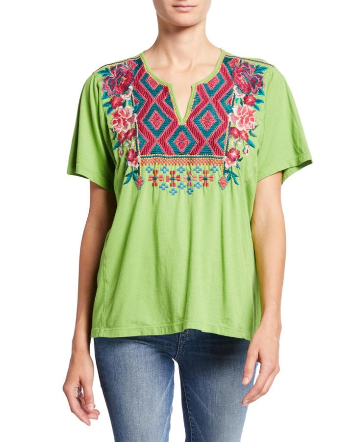 Annaliese Floral Embroidered Peasant Blouse