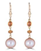 14k Orange Sapphire, Opal & Pearl Earrings
