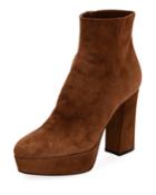 Suede Platform Zip Bootie