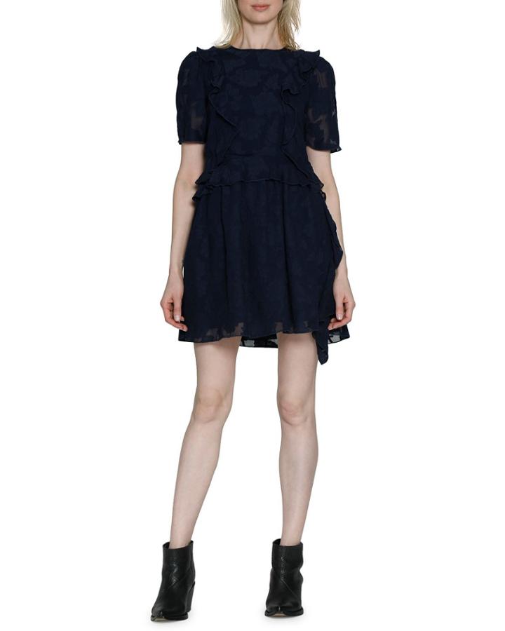 Fae Ruffle Velvet Burnout Fit-and-flare