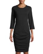 Ruched 3/4-sleeve Dress