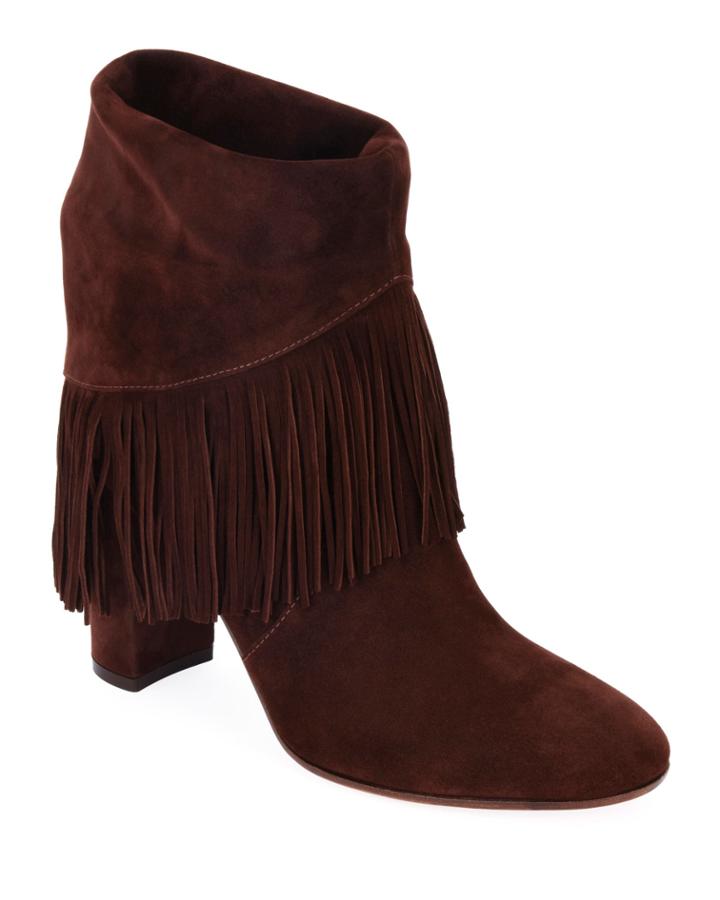 Suede Fringe Pull-on Booties