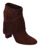 Suede Fringe Pull-on Booties