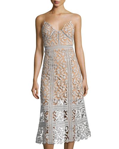 Fairy Floral-lace Midi Dress,