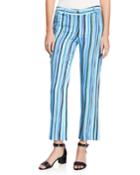 Painterly Striped Crepe Cady Trouser Pants