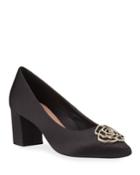 Maci Satin Crystal Block-heel Evening Pumps