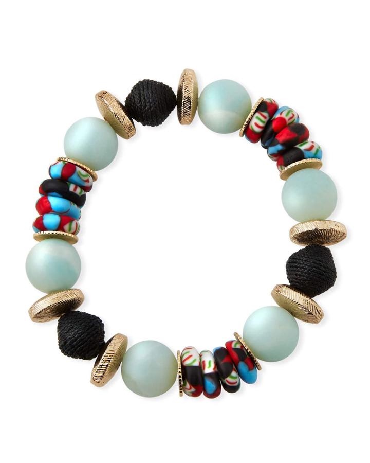 Alternating Amazonite & Glass Bead Bracelet
