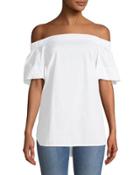 Off-the-shoulder Flutter-sleeve Tunic