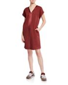 Felpa Cap-sleeve Monili Beaded Satin-stripe Dress