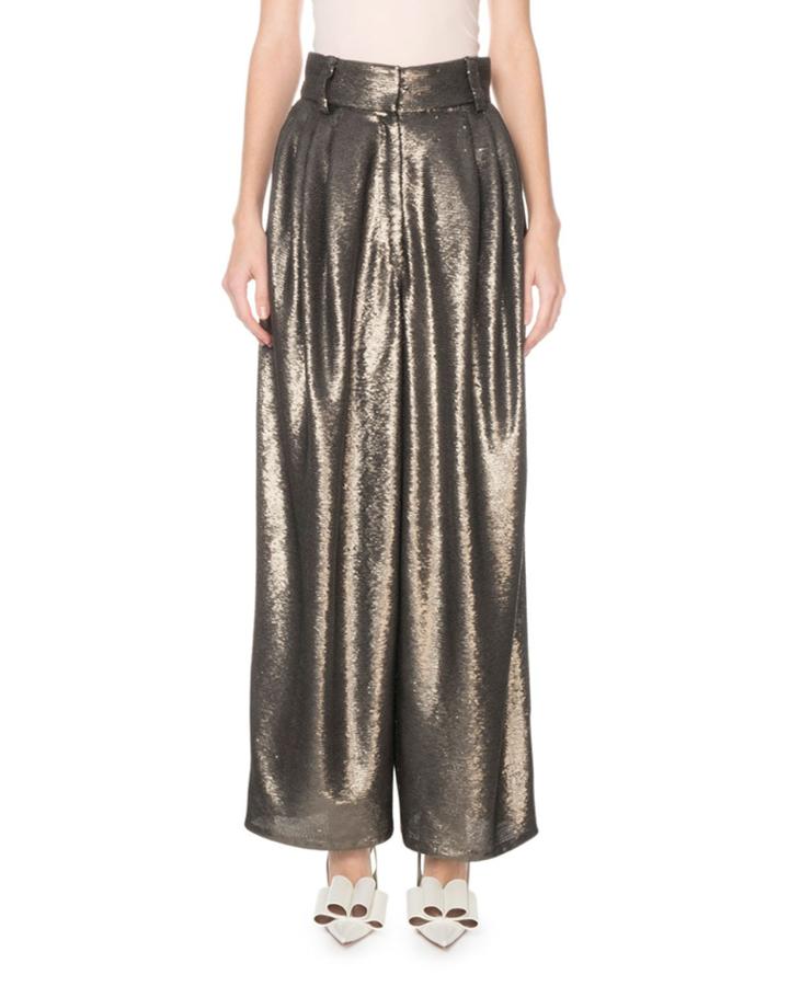High-rise Wide Leg Sequined Dressy Trousers