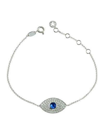 18k Diamond & Sapphire Evil Eye Station Bracelet,