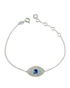 18k Diamond & Sapphire Evil Eye Station Bracelet,