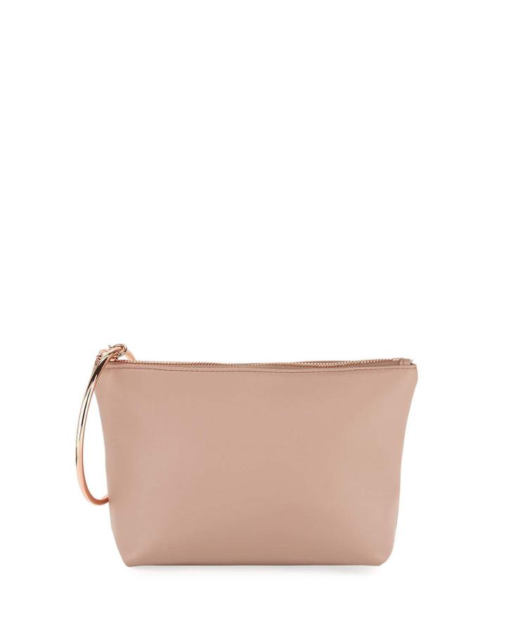 Small Ring-handle Leather Clutch Bag