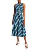 Candy Stripe Sleeveless Poplin Wrap Dress