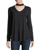 Choker-neck High-low Tee