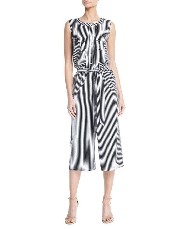 Sleeveless Striped Wide-leg Jumpsuit