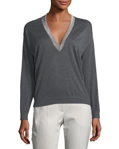 Cashmere-blend Monilli-beaded