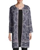 Bree Long Printed Coat, Black