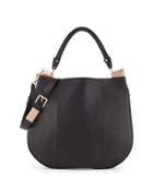 Dione Leather Hobo Bag, Black
