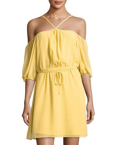 Woven Halter-neck Cocktail Dress