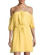 Woven Halter-neck Cocktail Dress